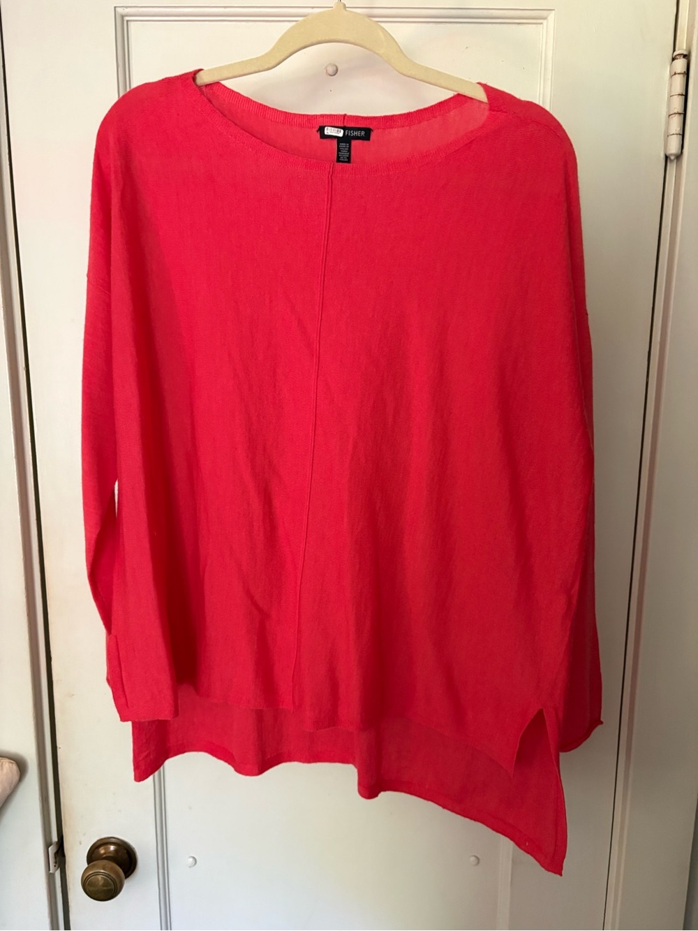 Eileen Fisher Coral Lightweight Crewneck Sweater Merino Wool Size M